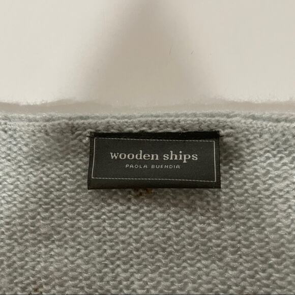 Wooden Ships Slate Gray & Gold Polka Dot Mohair Wool Blend Long Sleeve Sweater - Picture 5 of 9